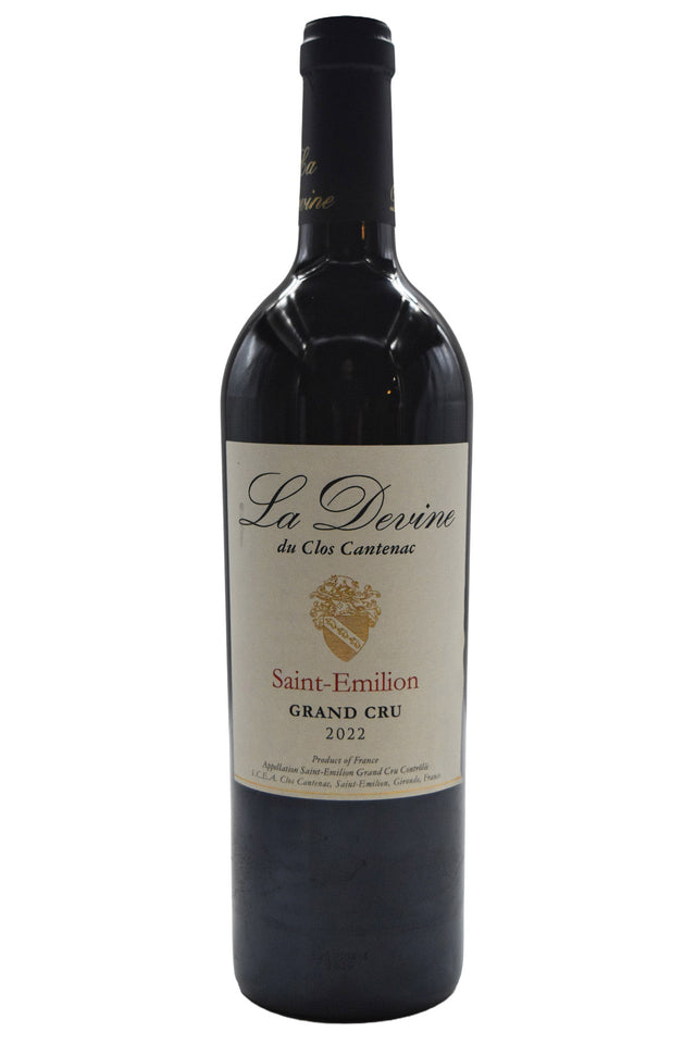 Bottle of Clos Cantenac Saint Emilion Grand Cru La Devine 2022-Red Wine-Flatiron SF