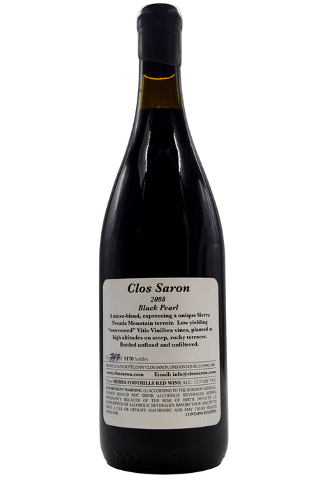 Bottle of Clos Saron Sierra Foothills Red Blend Black Pearl 2008-Red Wine-Flatiron SF