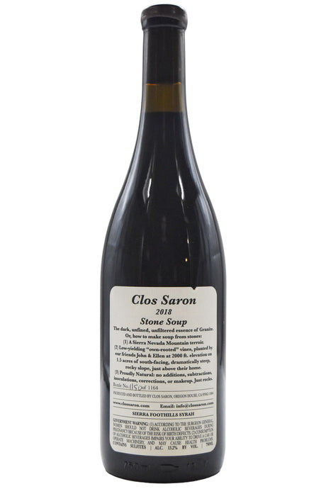 Bottle of Clos Saron Sierra Foothills Syrah Stone Soup 2018-Red Wine-Flatiron SF