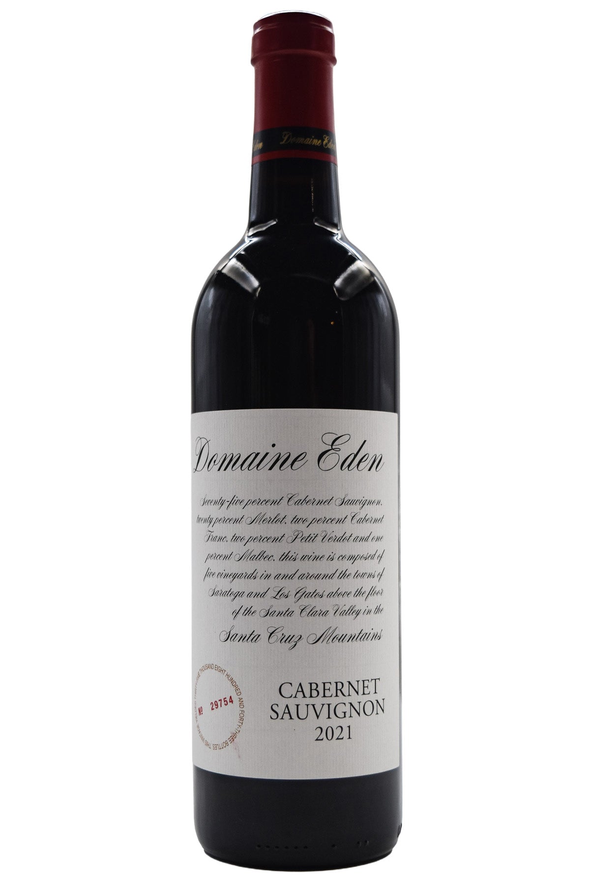 Bottle of Domaine Eden Cabernet Sauvignon 2021-White Wine-Flatiron SF