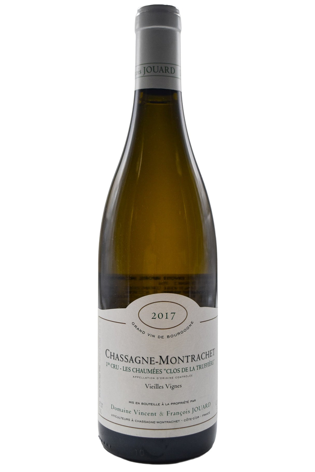 Bottle of Domaine Vincent & Francois Jouard Chassagne Montrachet 1er Cru Les Chaumees Clos de la Truffiere Vieilles Vignes 2017 [NET]-White Wine-Flatiron SF