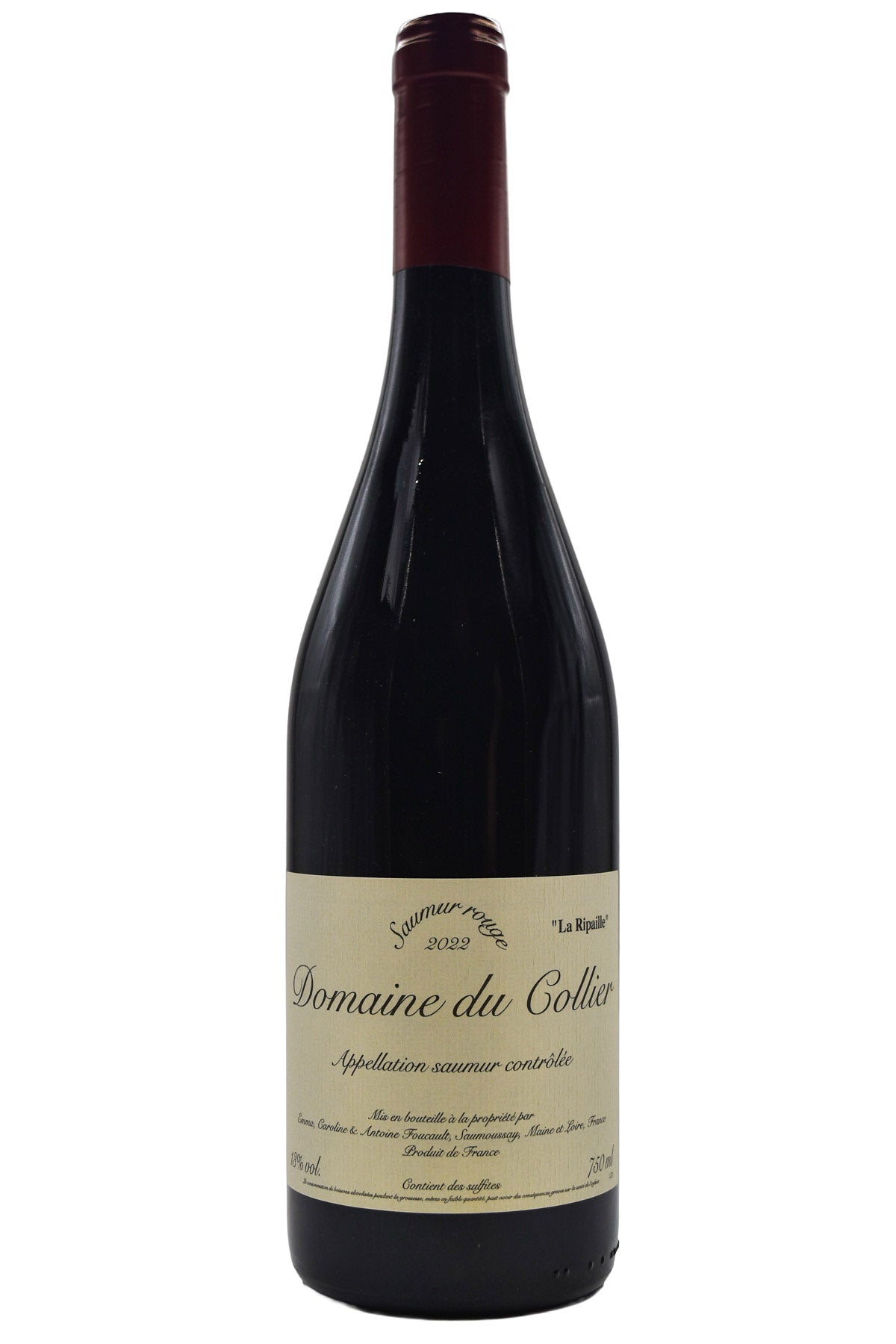 Bottle of Domaine du Collier Saumur Rouge La Ripaille 2022-Red Wine-Flatiron SF