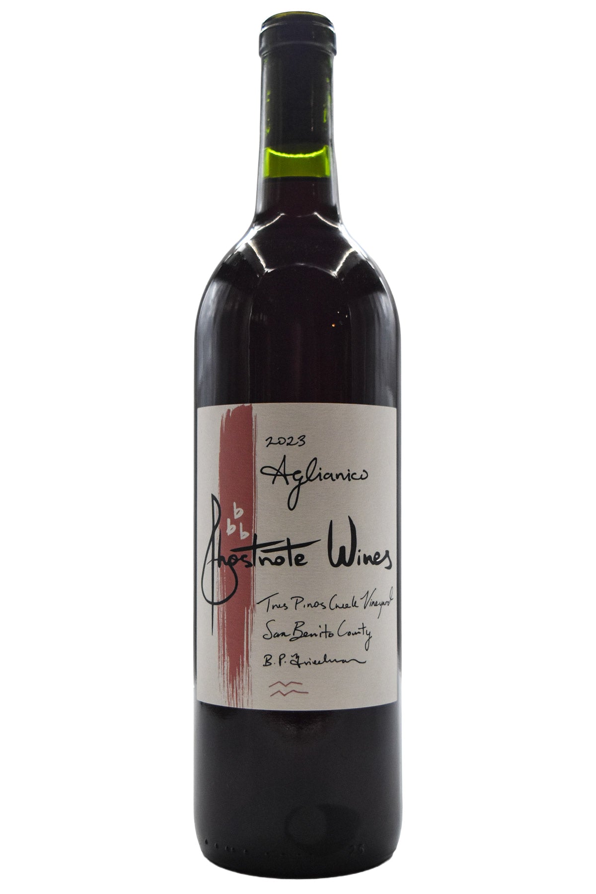 Bottle of Ghostnote Wines Aglianico Tres Pinos Vineyard 2023-Red Wine-Flatiron SF
