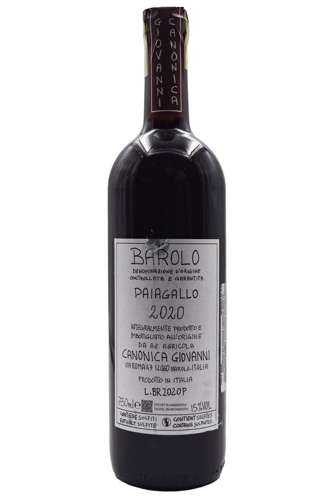 Bottle of Giovanni Canonica Barolo Paiagallo 2020-Red Wine-Flatiron SF