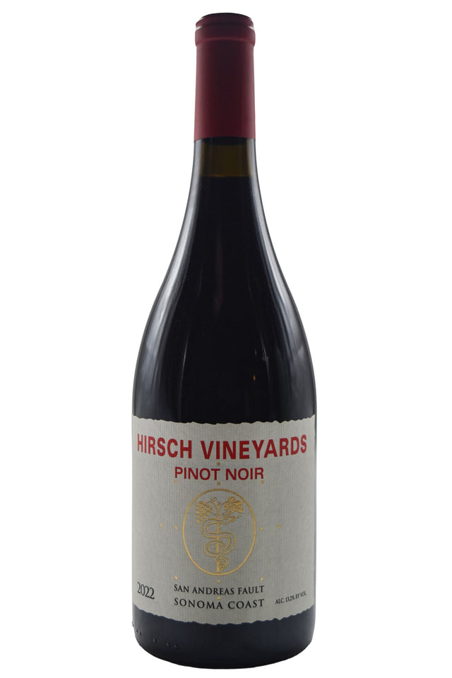 Bottle of Hirsch Vineyards Sonoma Coast Pinot Noir San Andreas Fault 2022-White Wine-Flatiron SF