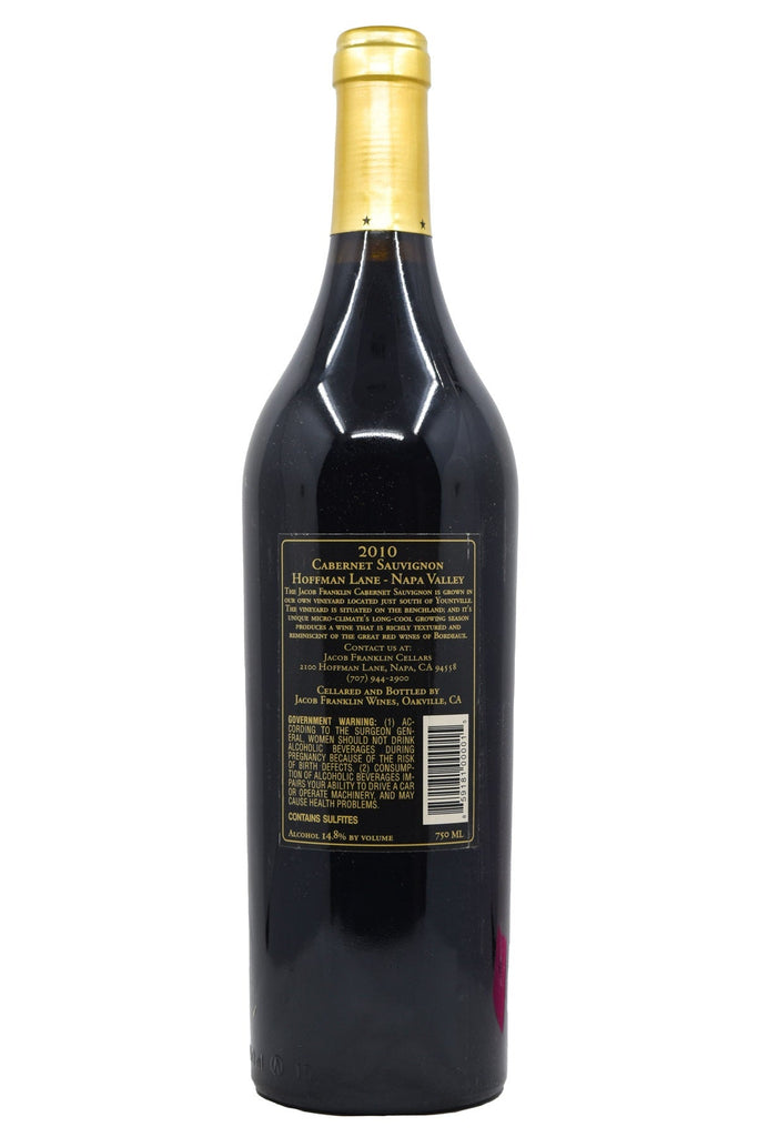 Bottle of Jacob Franklin Napa Valley Cabernet Sauvignon Hoffman Lane 2010-Red Wine-Flatiron SF