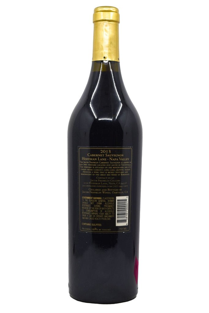 Bottle of Jacob Franklin Napa Valley Cabernet Sauvignon Hoffman Lane 2013-Red Wine-Flatiron SF