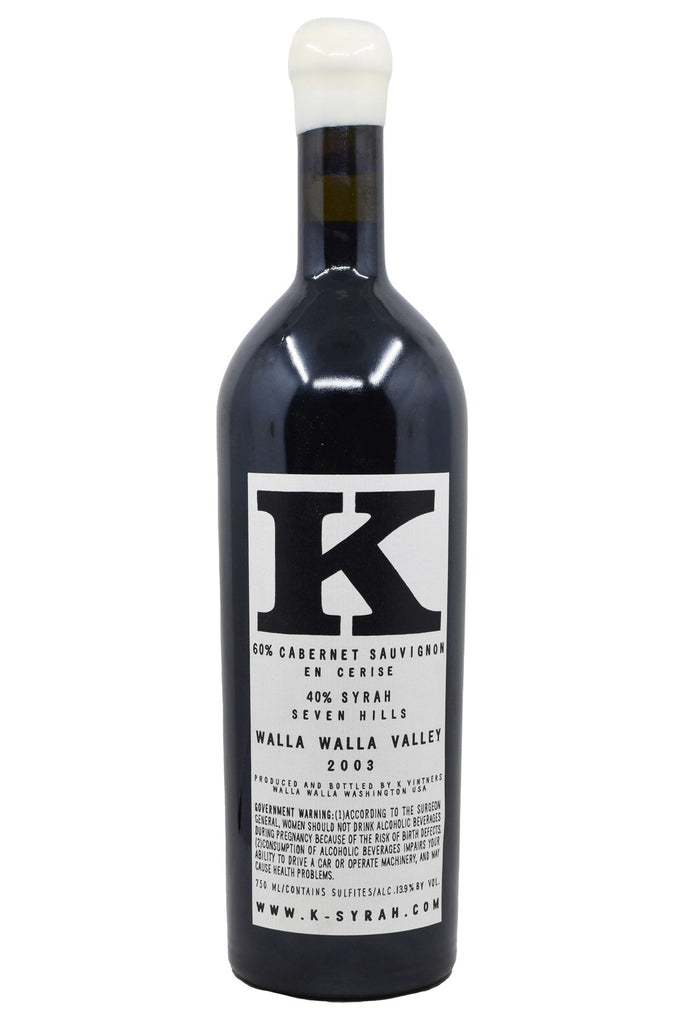 Bottle of K Vintners Walla Walla Valley The Creator 2003-Red Wine-Flatiron SF