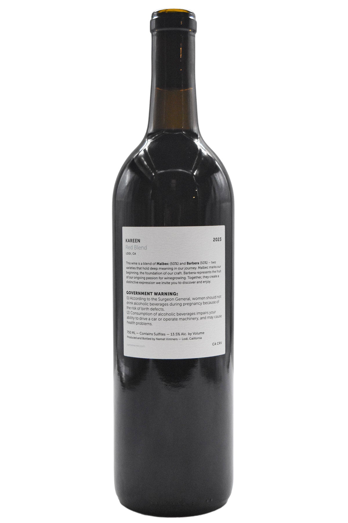 Bottle of Kareen Sierra Foothills/Lodi Malbec & Barbera Blend 2023-Red Wine-Flatiron SF