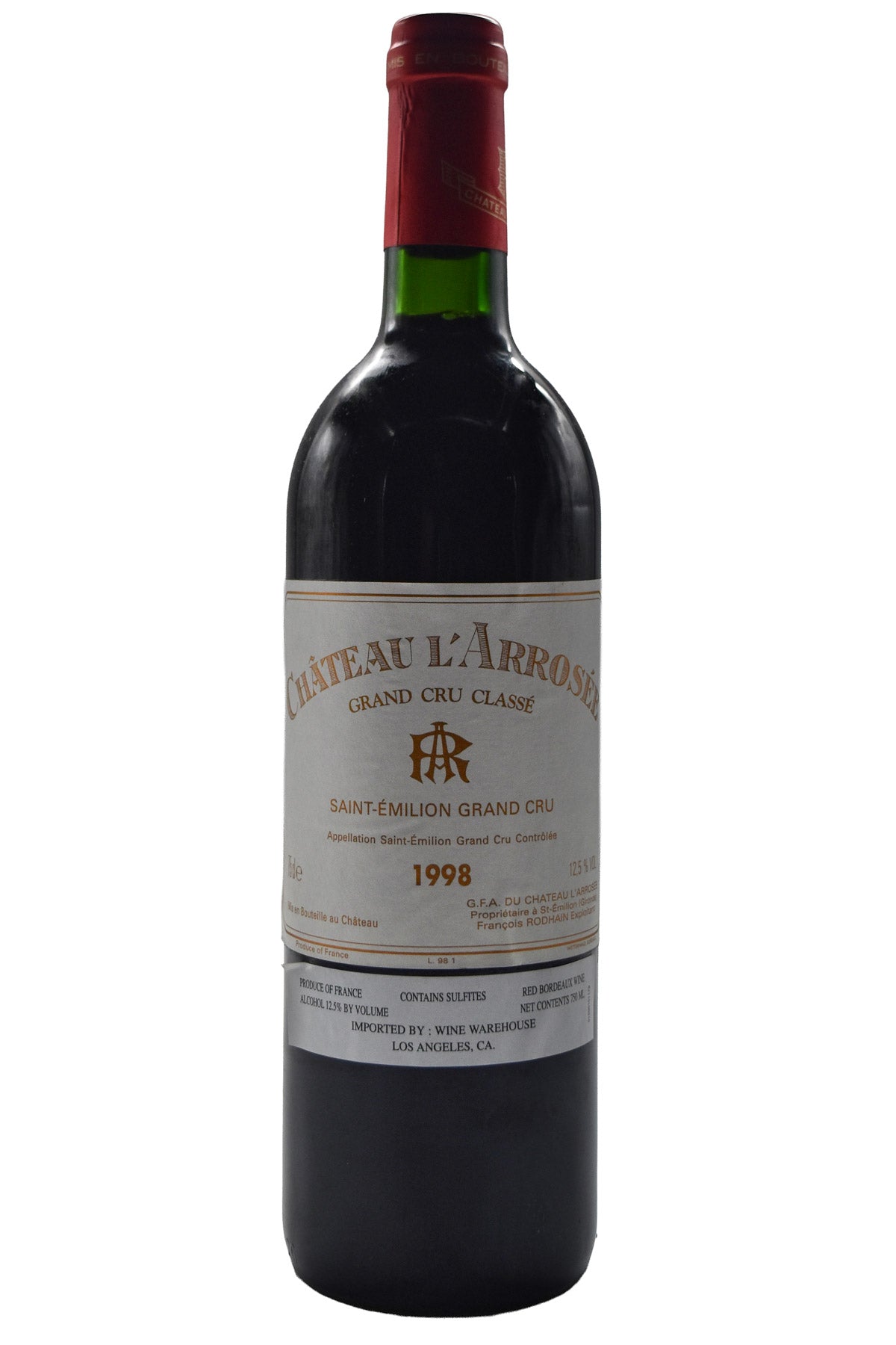 Bottle of L'Arrosee Saint Emilion 1998-Red Wine-Flatiron SF