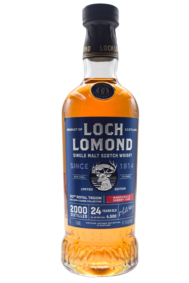 Bottle of Loch Lomond 24 Year The Open Course Collection: 2024 152th Royal Troon Manzanilla Sherry Cask Highland Single Malt Whisky-Spirits-Flatiron SF