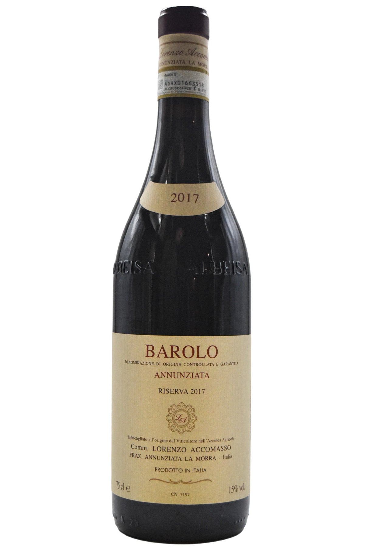 Bottle of Lorenzo Accomasso Barolo Annunziata Riserva 2017-Red Wine-Flatiron SF