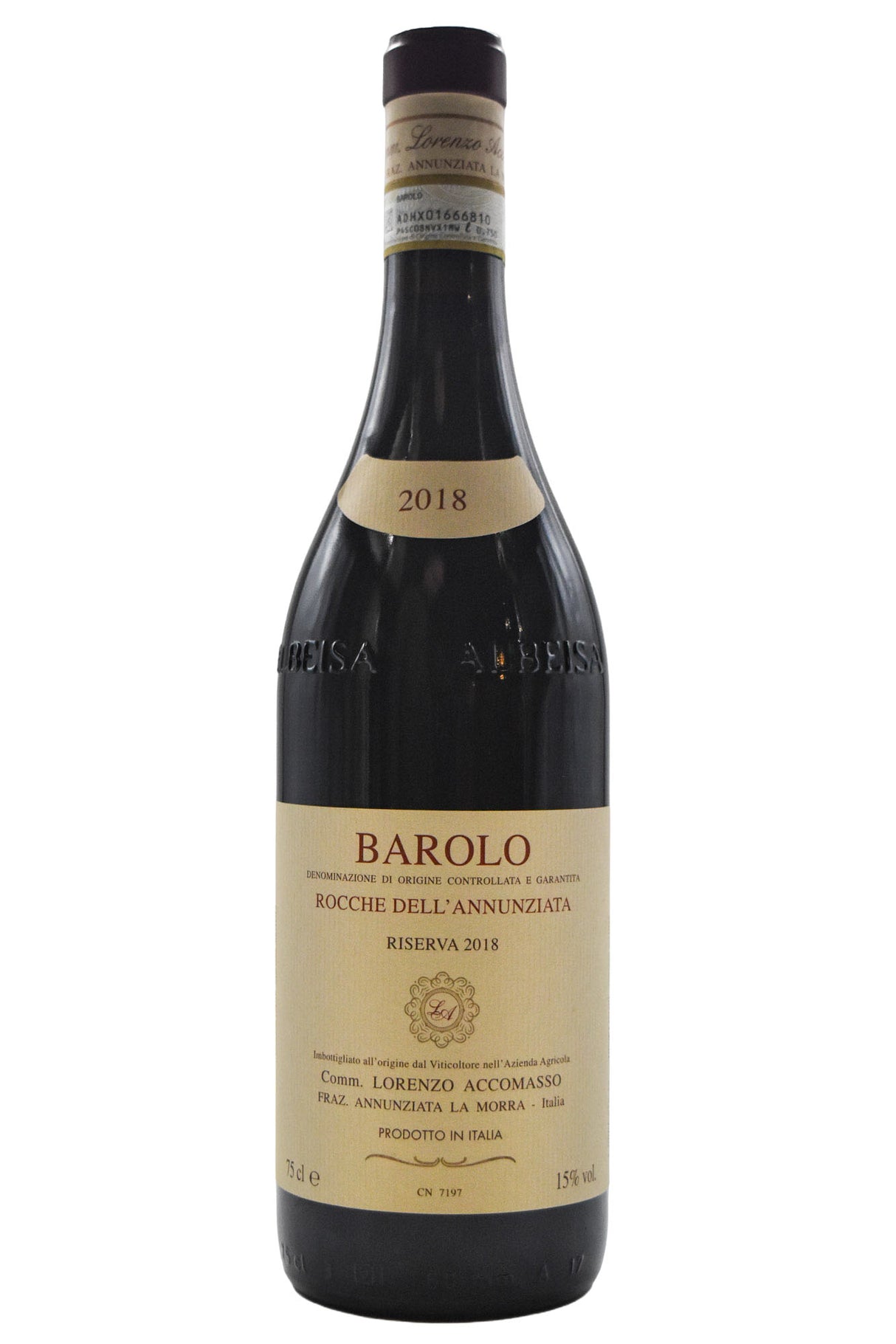 Bottle of Lorenzo Accomasso Barolo Rocche dell'Annunziata Riserva 2018-Red Wine-Flatiron SF