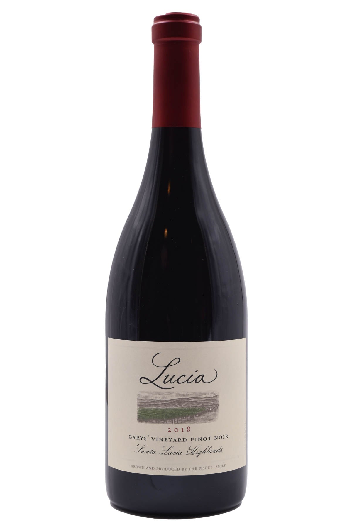 Bottle of Lucia Santa Lucia Highlands Pinot Noir Garys' Vineyard 2018-Red Wine-Flatiron SF