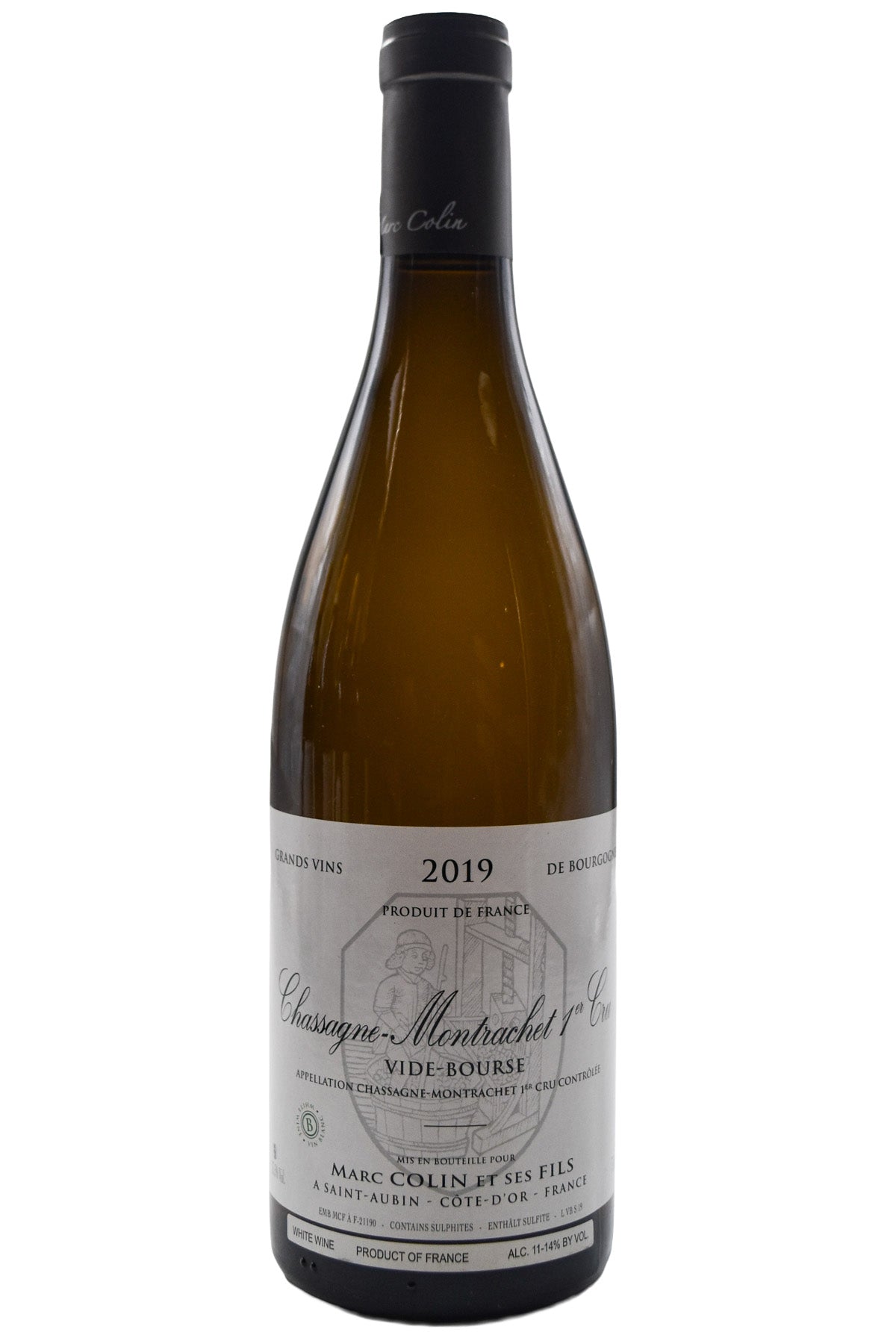 Bottle of Marc Colin et Fils Chassagne Montrachet 1er Cru Vide-Bourse 2019 [NET]-White Wine-Flatiron SF
