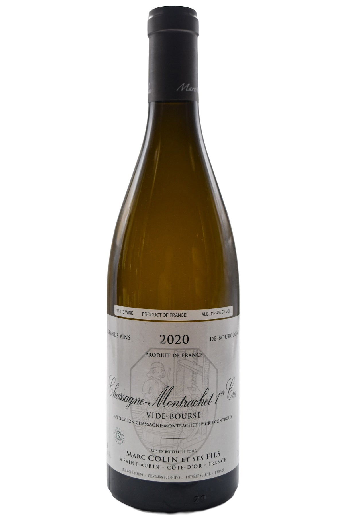 Bottle of Marc Colin et Fils Chassagne Montrachet 1er Cru Vide Bourse 2020 [NET]-White Wine-Flatiron SF