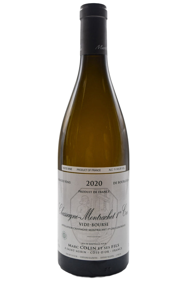 Bottle of Marc Colin et Fils Chassagne Montrachet 1er Cru Vide Bourse 2020 [NET]-White Wine-Flatiron SF