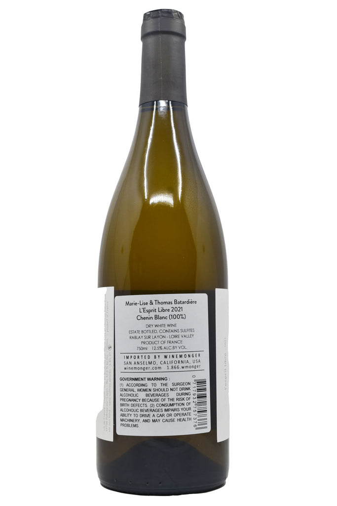 Bottle of Marie-Lise & Thomas Batardiere L'Esprit Libre 2021-White Wine-Flatiron SF