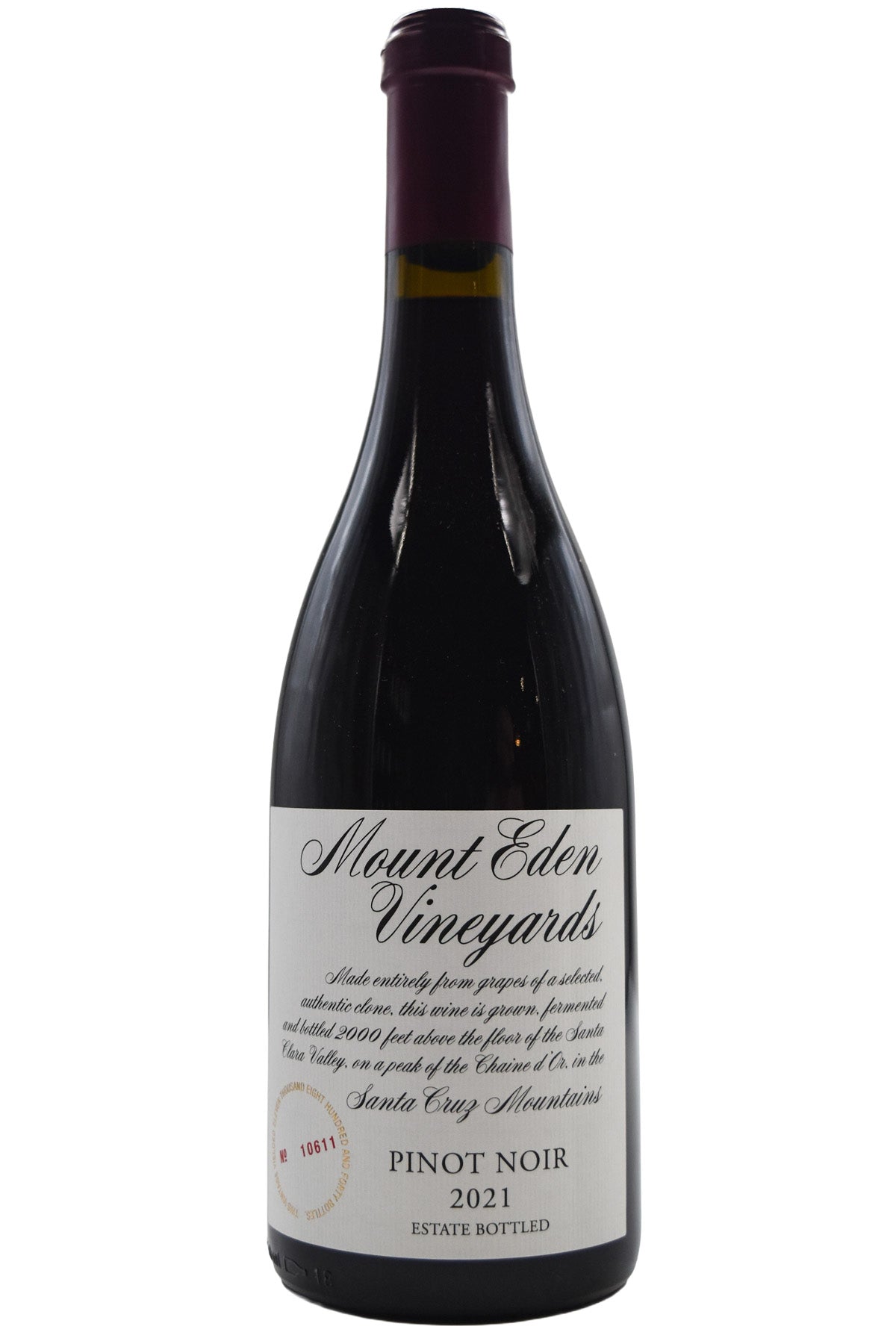 Bottle of Mount Eden Pinot Noir Estate 2021-White Wine-Flatiron SF