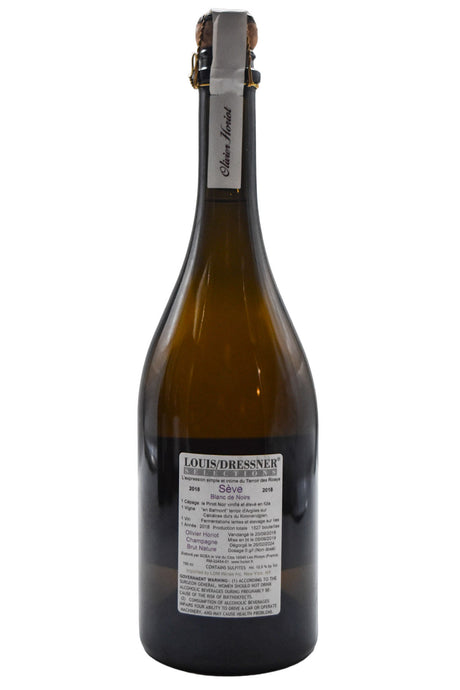 Bottle of Olivier Horiot Champagne Blanc de Noirs Les Riceys en Barmont Seve 2018-Sparkling Wine-Flatiron SF