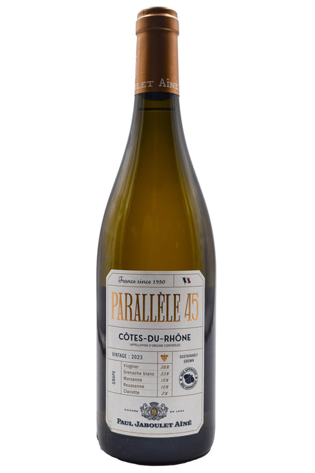 Bottle of Paul Jaboulet Aine Cotes-du-Rhone Blanc Parallele 45 2023-White Wine-Flatiron SF