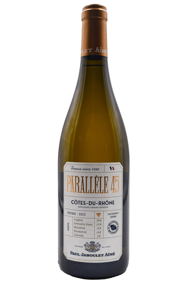 Bottle of Paul Jaboulet Aine Cotes-du-Rhone Blanc Parallele 45 2023-White Wine-Flatiron SF