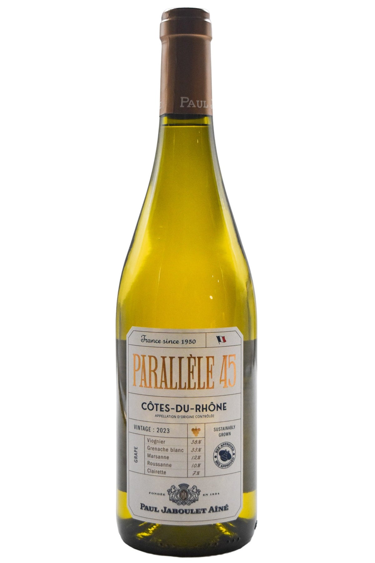 Bottle of Paul Jaboulet Aine Cotes du Rhone Parallele 45 Blanc 2023-White Wine-Flatiron SF