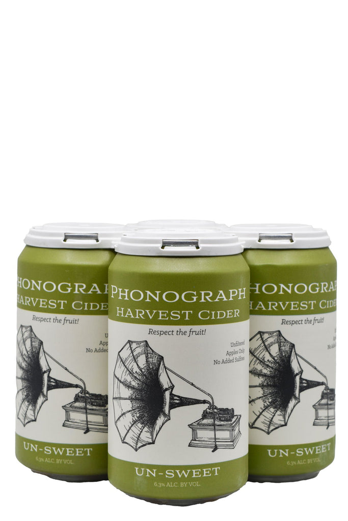 Bottle of Phonograph Harvest Cider Un-Sweet Green Can 4pk (12oz)-Cider-Flatiron SF