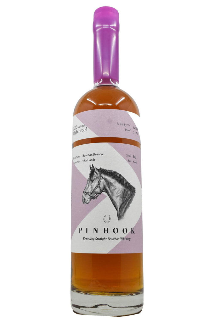 Bottle of Pinhook 2023 High Proof Bourbon Magenta Wax-Spirits-Flatiron SF