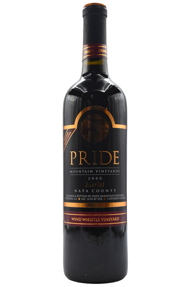 Bottle of Pride Mountain Vineyards Merlot Vintner's Select Wind Whistle Vineyard 2000-Red Wine-Flatiron SF
