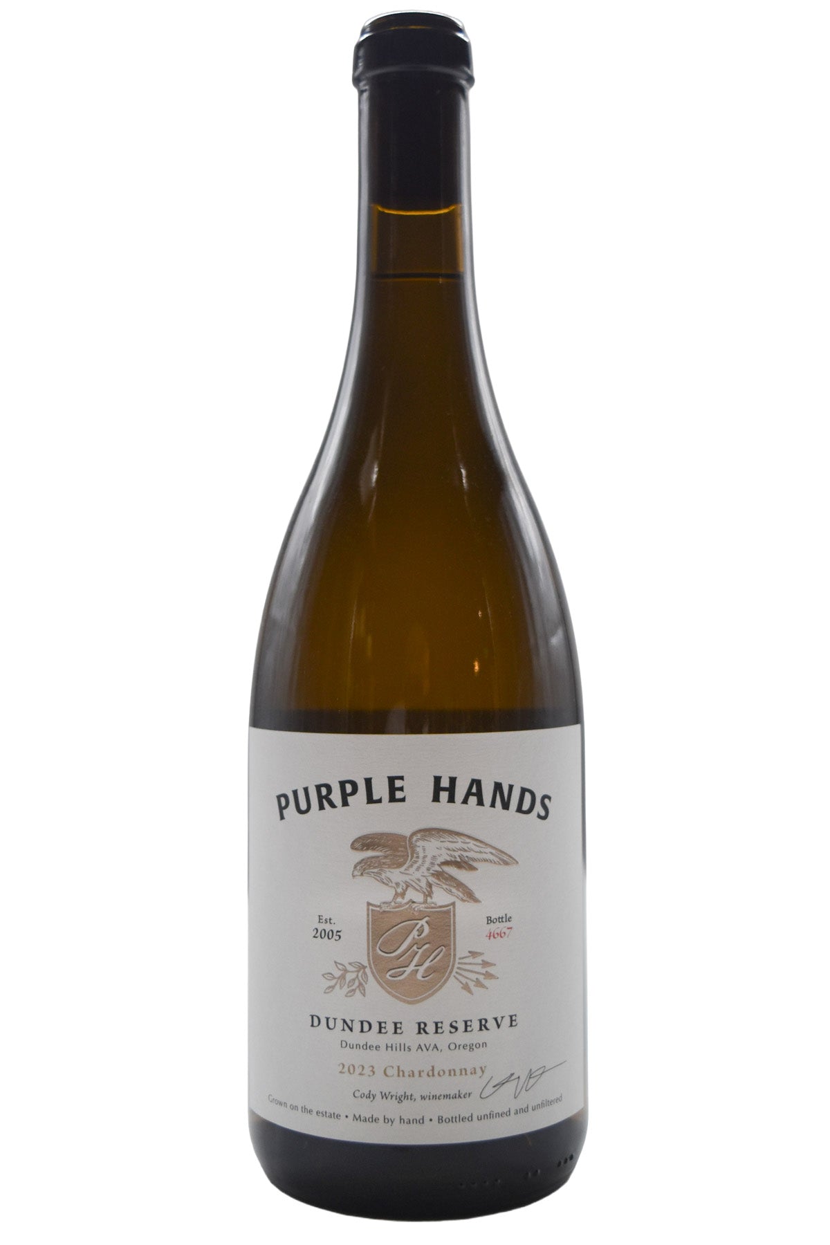 Bottle of Purple Hands Dundee Hills Reserve Chardonnay 2023-White Wine-Flatiron SF