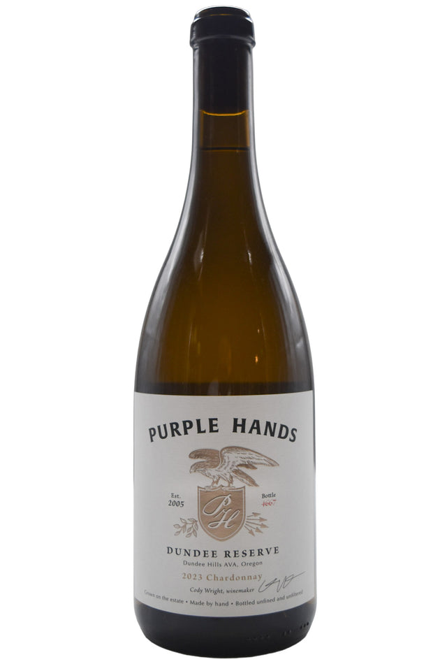Bottle of Purple Hands Dundee Hills Reserve Chardonnay 2023-White Wine-Flatiron SF
