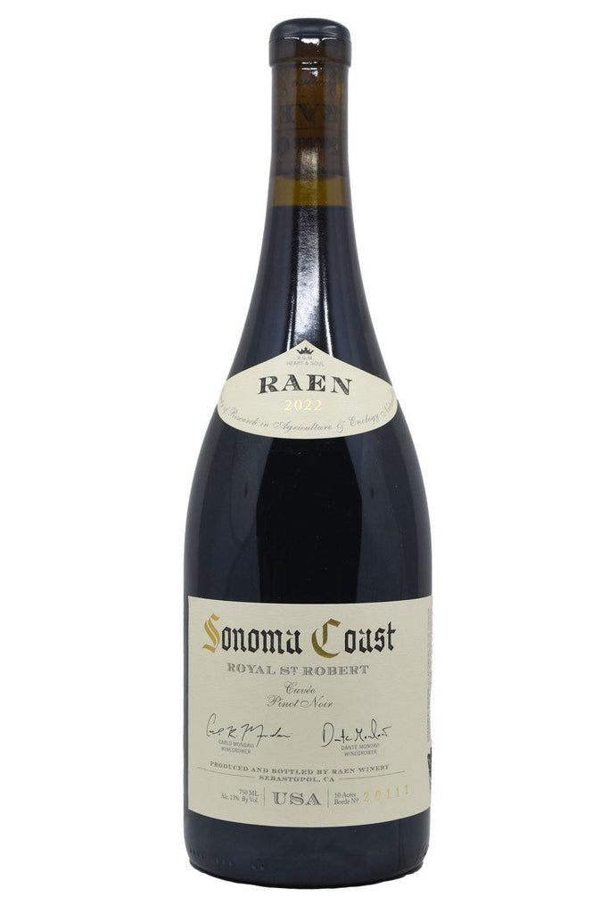 Bottle of RAEN Winery Sonoma Coast Pinot Noir Royal St. Robert 2022-Red Wine-Flatiron SF