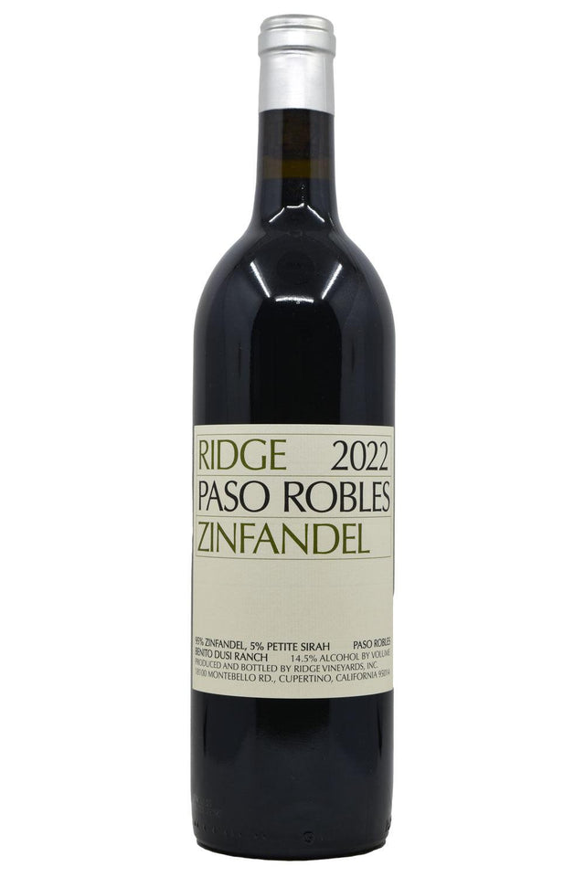 Bottle of Ridge Vineyards Paso Robles Zinfandel 2022-Red Wine-Flatiron SF