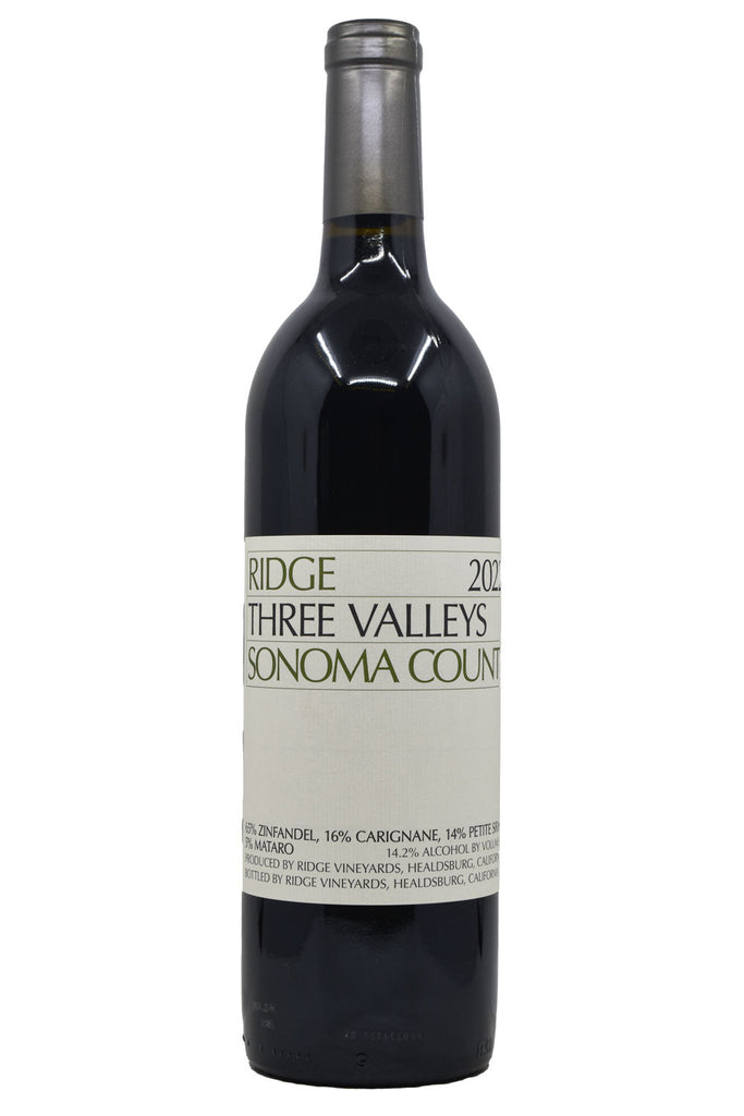 Bottle of Ridge Vineyards Three Valleys 2022-Red Wine-Flatiron SF