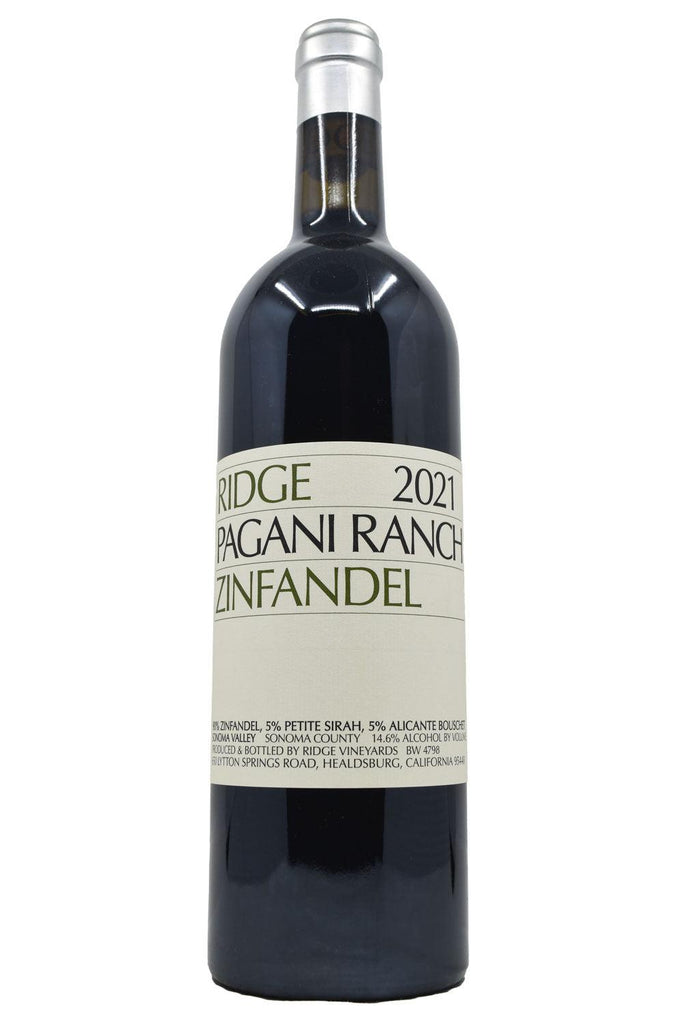 Bottle of Ridge Vineyards Zinfandel Pagani Ranch  2021-Red Wine-Flatiron SF
