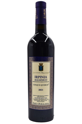 Bottle of Salvatore Molettieri Irpinia Aglianico Cinque Querce 2021-Red Wine-Flatiron SF