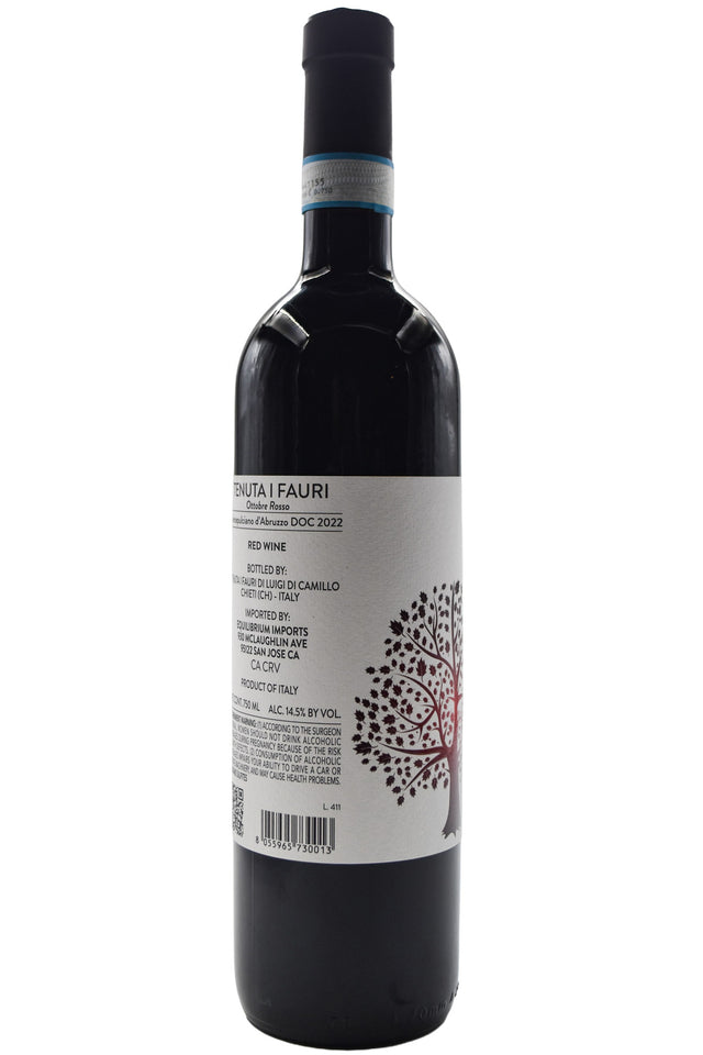 Bottle of Tenuta I Fauri Montepulciano d'Abruzzo Ottobre Rosso 2022-Red Wine-Flatiron SF