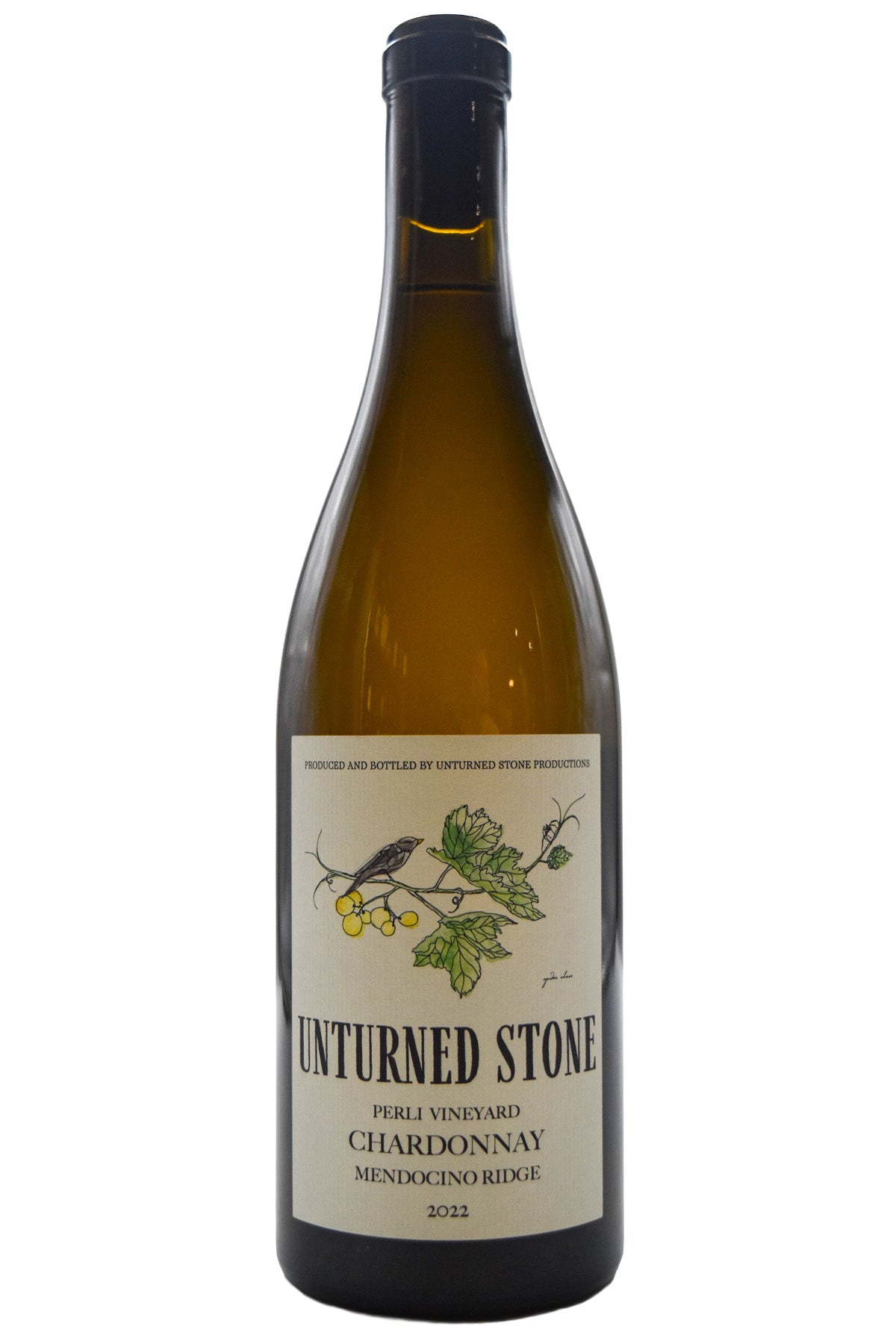 Bottle of Unturned Stone Mendocino Ridge Chardonnay Perli Vineyard 2022-White Wine-Flatiron SF