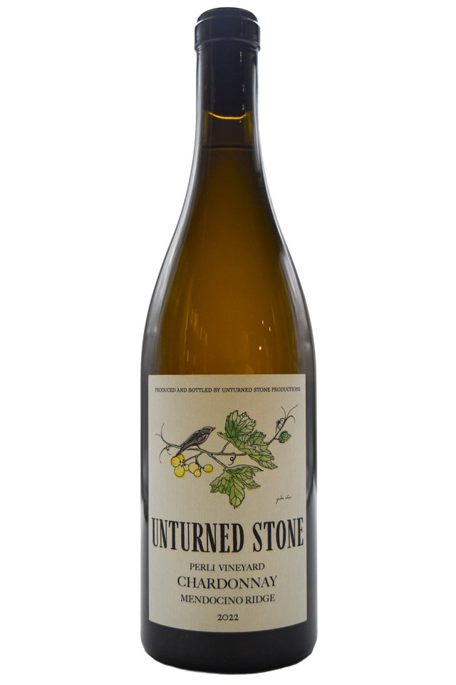 Bottle of Unturned Stone Mendocino Ridge Chardonnay Perli Vineyard 2022-White Wine-Flatiron SF