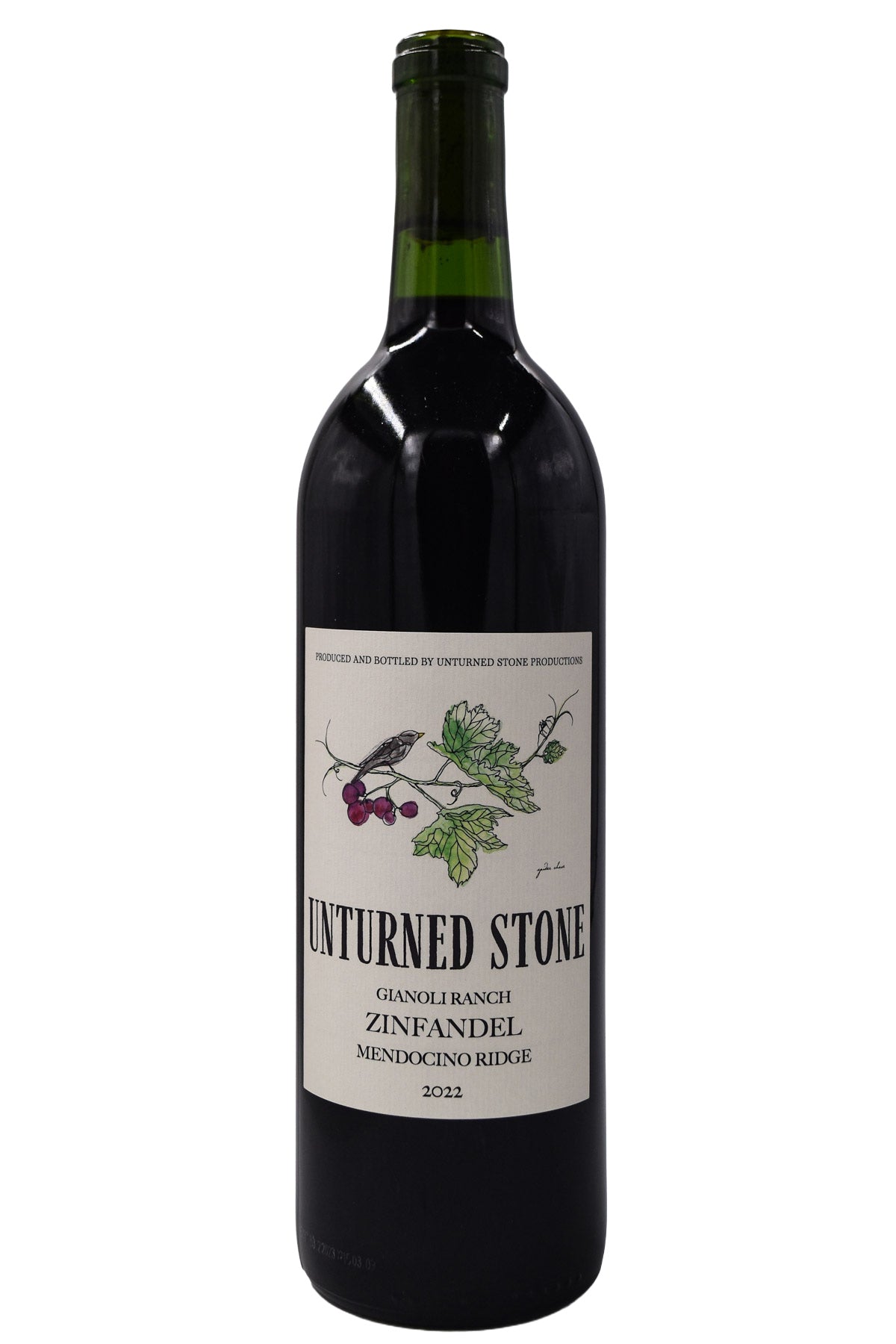 Bottle of Unturned Stone Mendocino Ridge Zinfandel Spider Chase Gianoli Ranch 2022-Red Wine-Flatiron SF