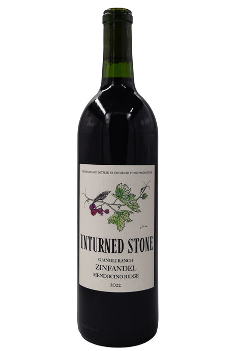 Bottle of Unturned Stone Mendocino Ridge Zinfandel Spider Chase Gianoli Ranch 2022-Red Wine-Flatiron SF