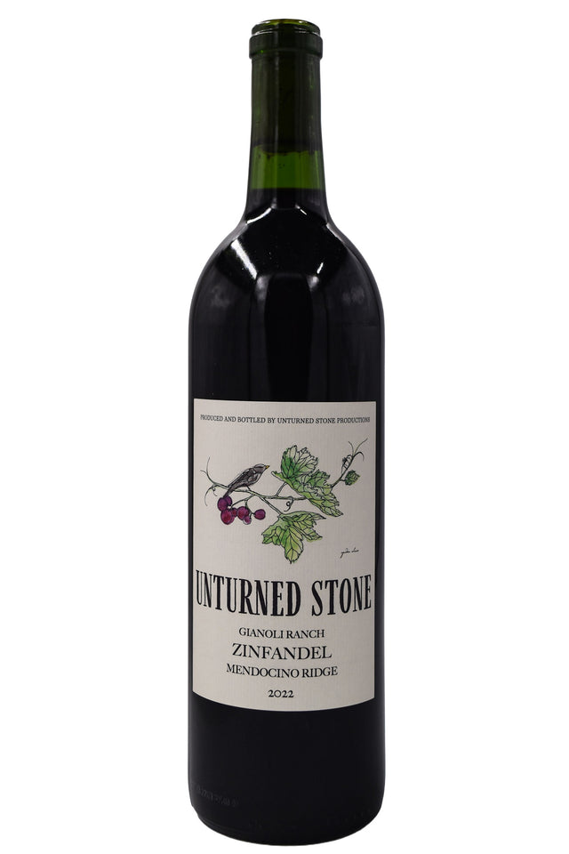 Bottle of Unturned Stone Mendocino Ridge Zinfandel Spider Chase Gianoli Ranch 2022-Red Wine-Flatiron SF