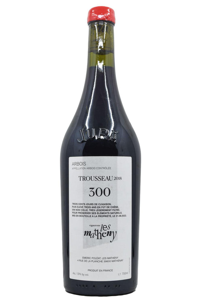 Bottle of Vignerons Les Matheny Arbois Trousseau 300 Jours 2018-Red Wine-Flatiron SF