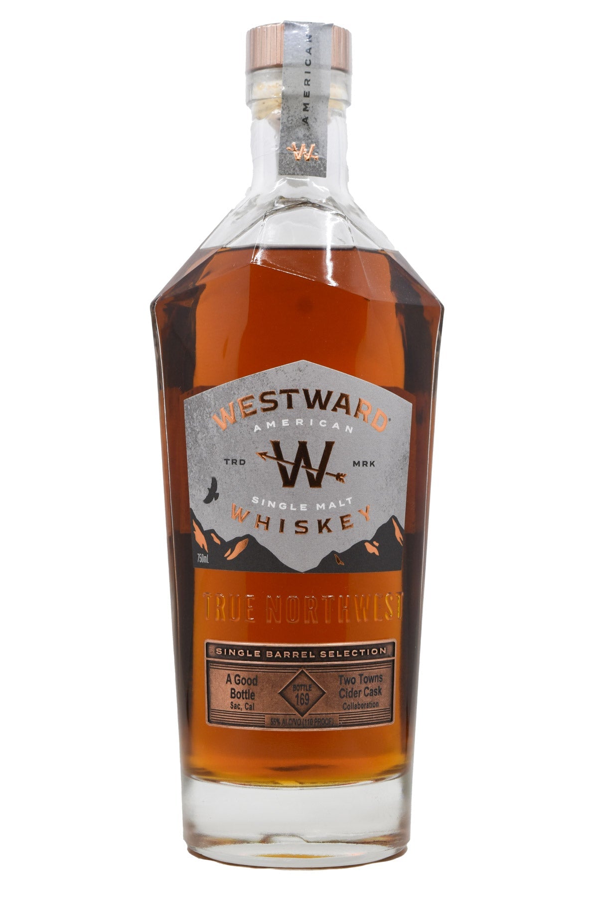 Bottle of Westward American Single Malt Single Barrel Selection Whiskey-Spirits-Flatiron SF