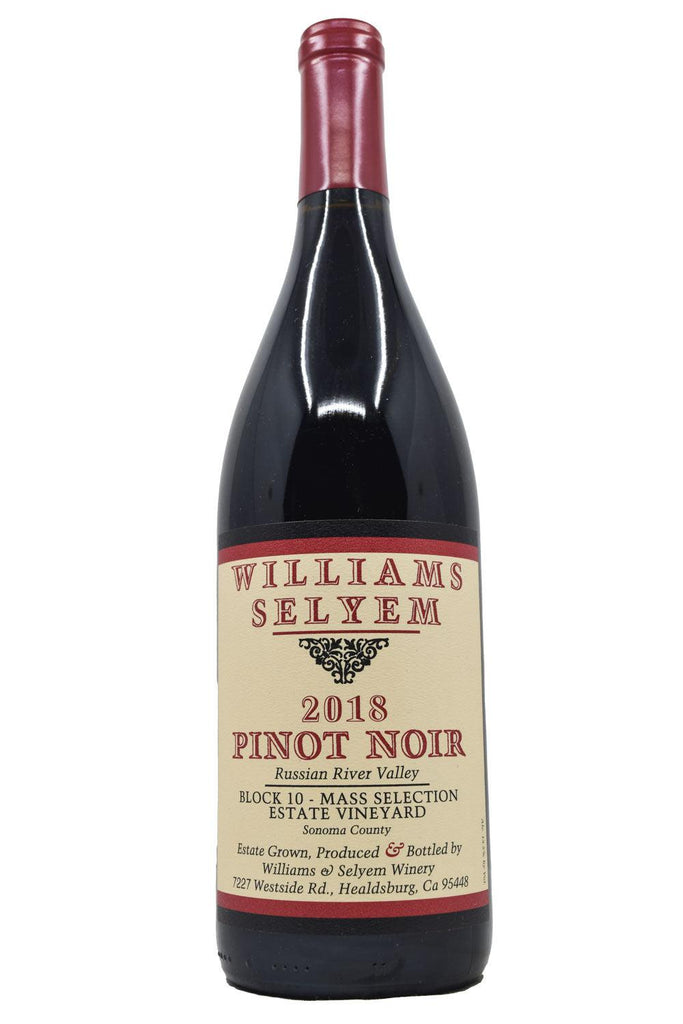 Bottle of Williams Selyem Estate Vineyard Pinot Noir Block 10 Mass Selection 2018-Red Wine-Flatiron SF