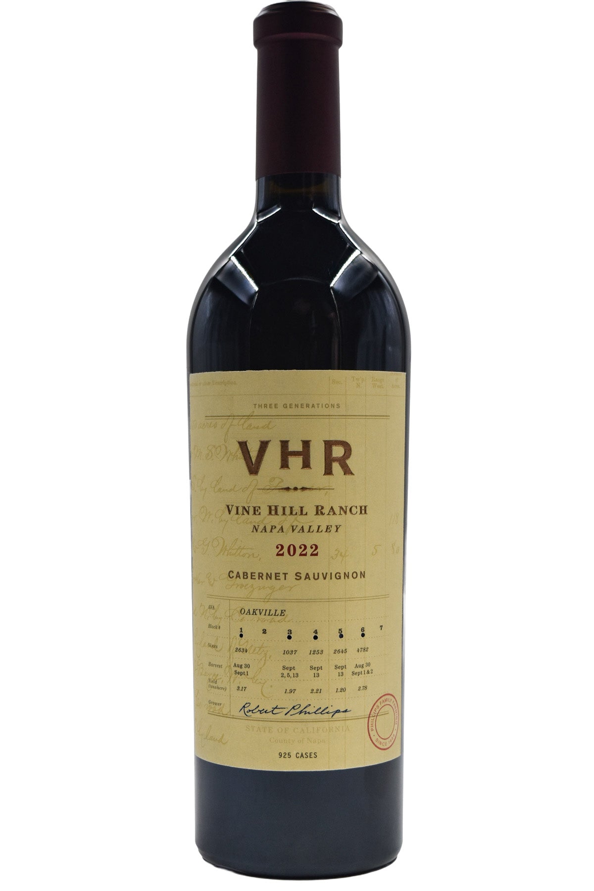 Vine Hill Ranch Napa Valley Cabernet Sauvignon VHR 2022