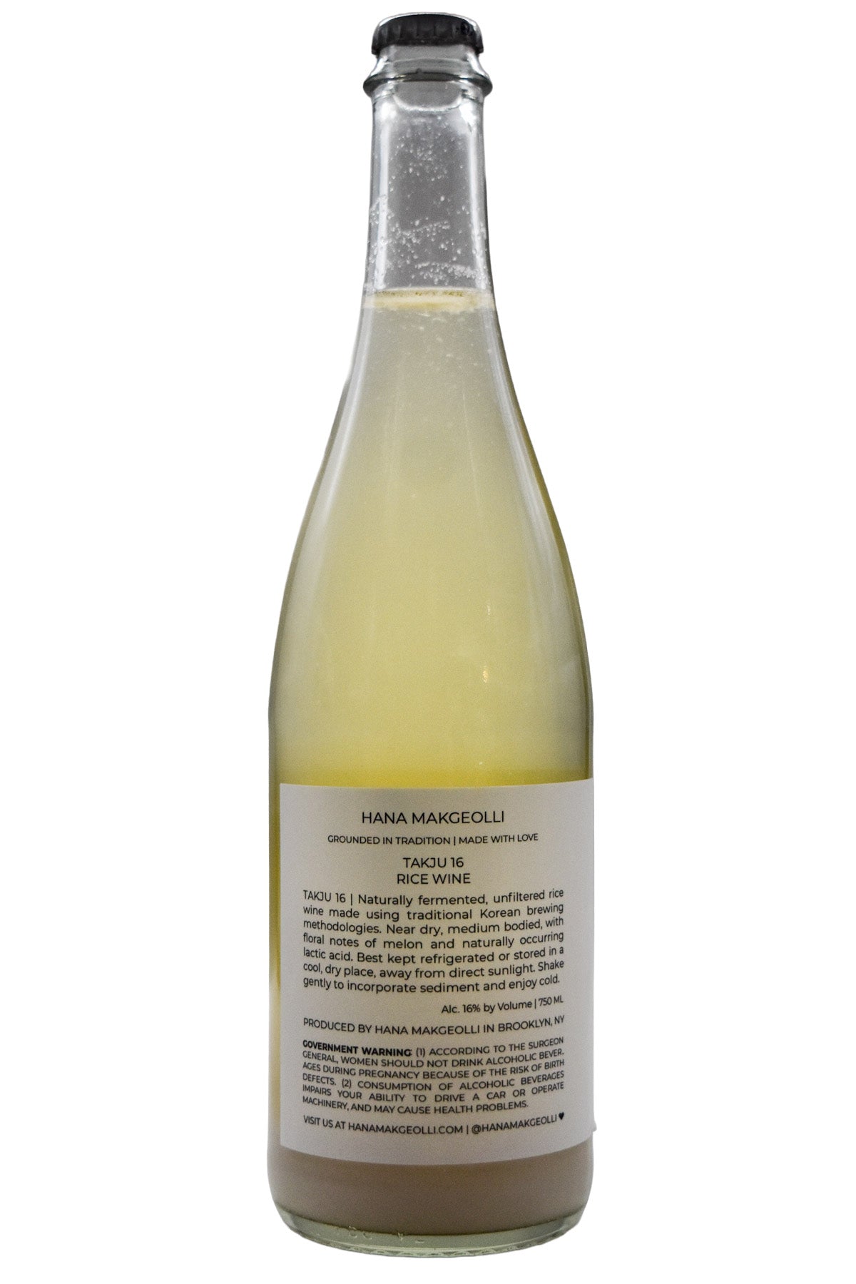 Bottle of Hana Makgeolli Takju 16 Rice Wine-Sake-Flatiron SF