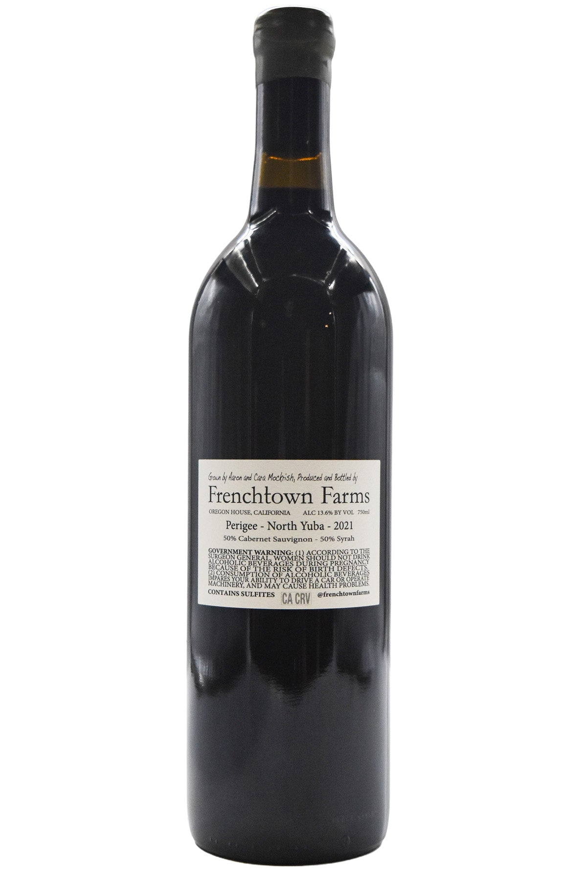Bottle of Frenchtown Farms North Yuba Cabernet Sauvignon/Syrah Perigree 2021-Red Wine-Flatiron SF
