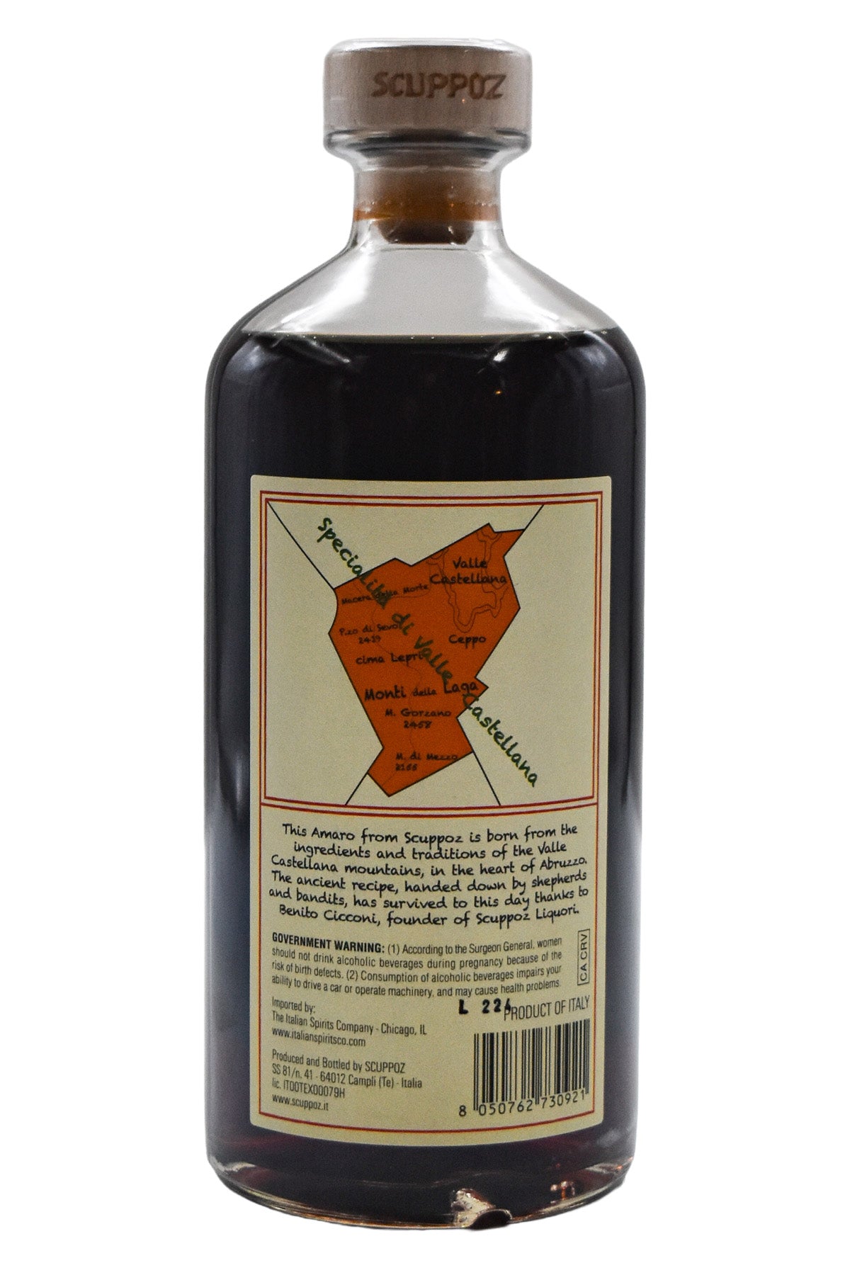 Bottle of Scuppoz Amaro della Laga-Spirits-Flatiron SF